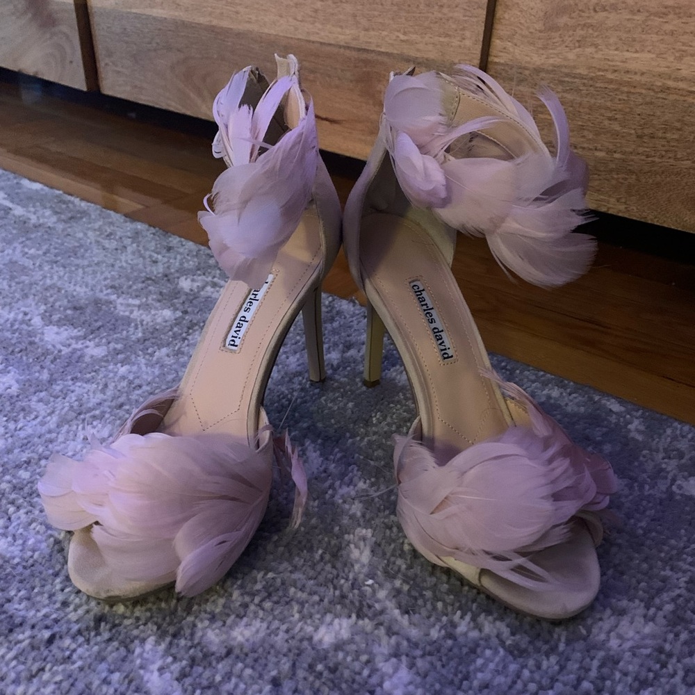 Charles David Collector Women’s Suede Ankle Heel Sandal Blush size 9